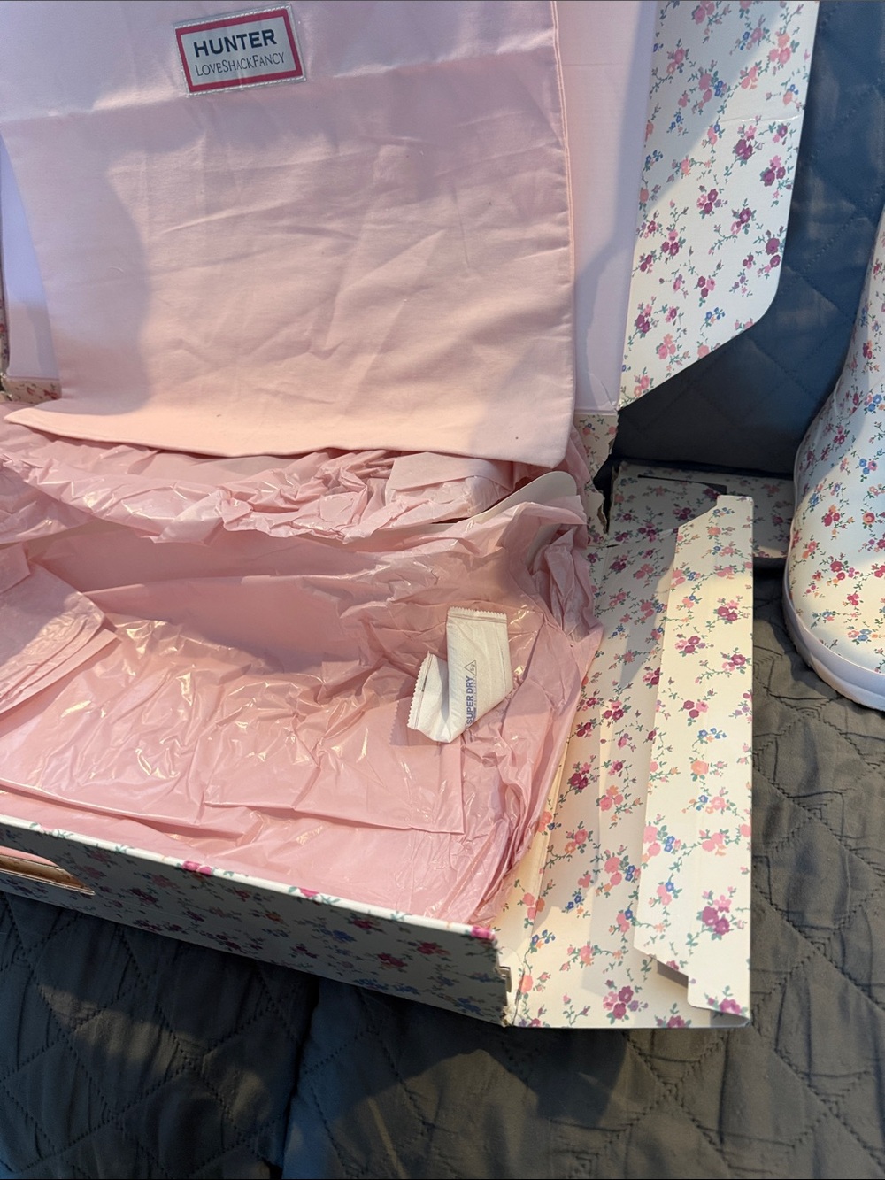 Hunter x LoveShackFancy Cream Floral Tall Rain Boots - Picture 4 of 6